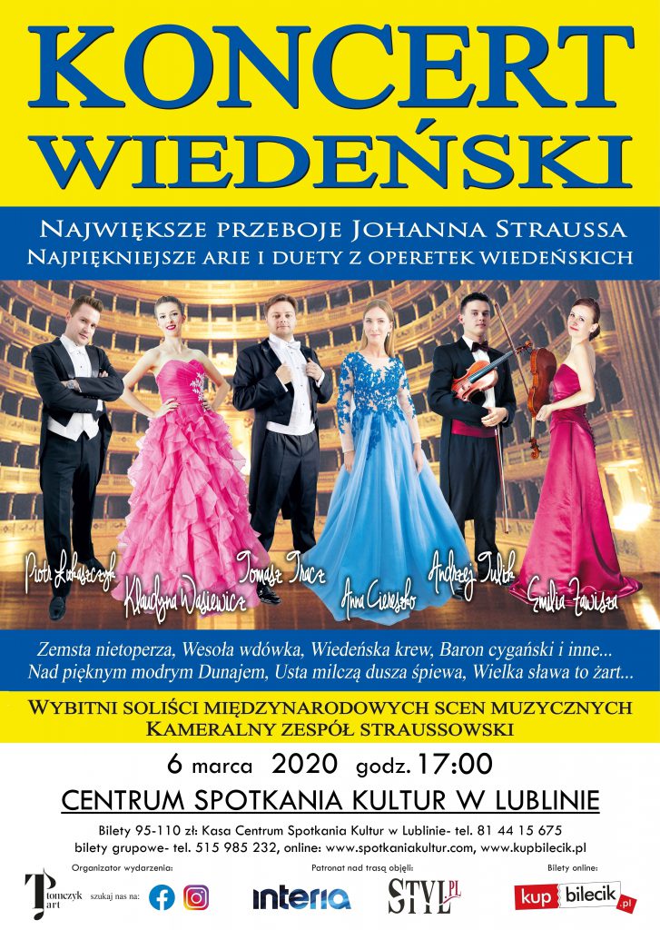 Koncert Wiedeński w Centrum Spotkania Kultur w Lublinie 6 marca 2020 godz 17.00