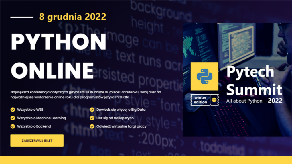 Pytech Summit 2022 (online) Winter Edition – Największa polska konferencja o Python – III. edycja 