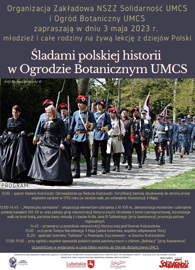 Śladami polskiej historii w Ogrodzie Botanicznym UMCS – 3.05.2023