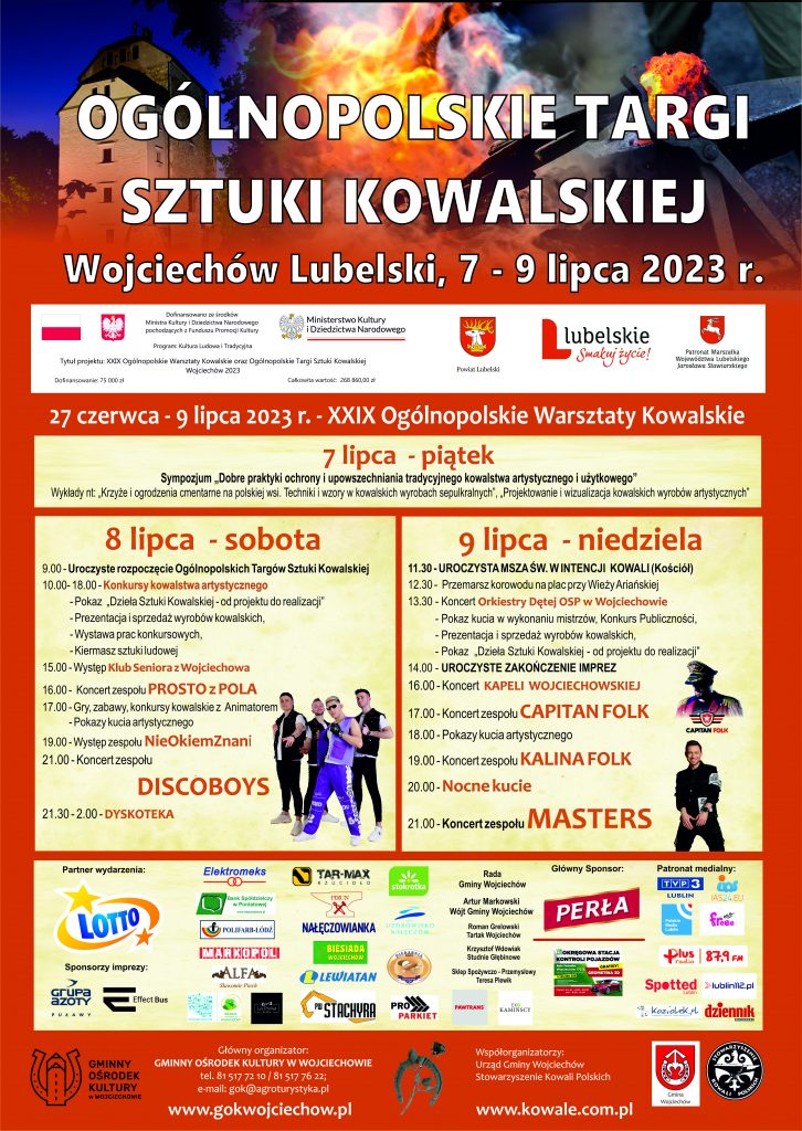 Ogólnopolskie Targi Sztuki Kowalskiej Wojciechów, 7 – 9 lipca 2023 r.