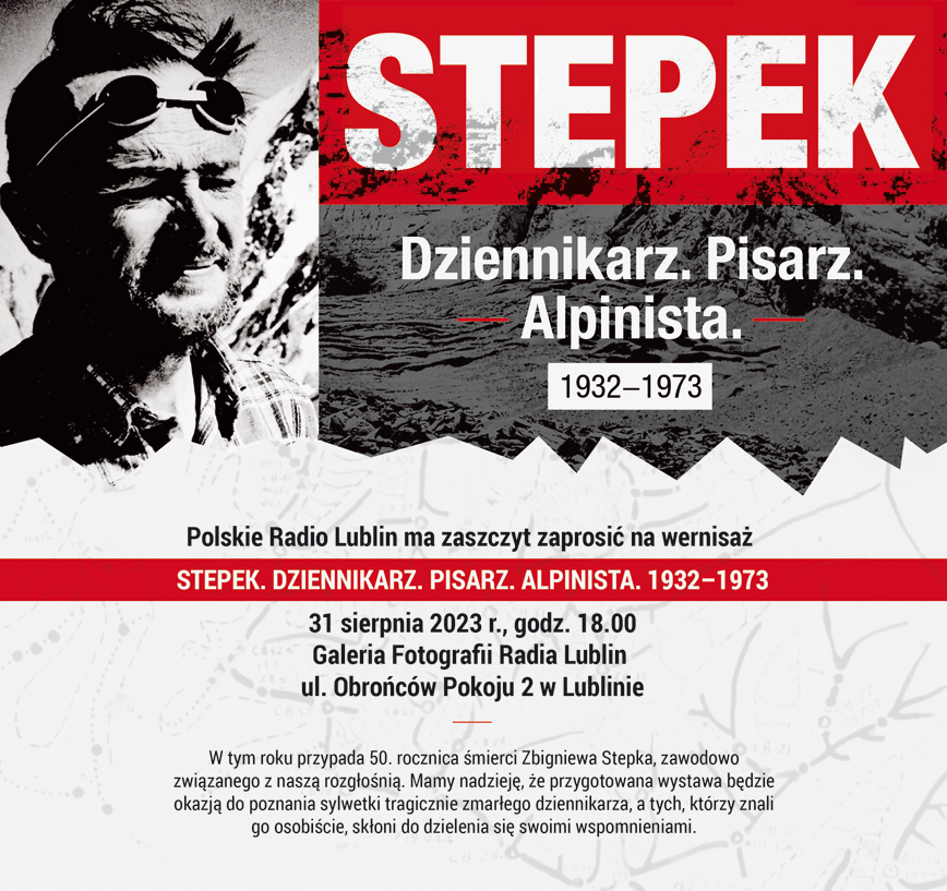 Zaproszenie na otwarcie wystawy poświęconej Zbigniewowi Stepkowi