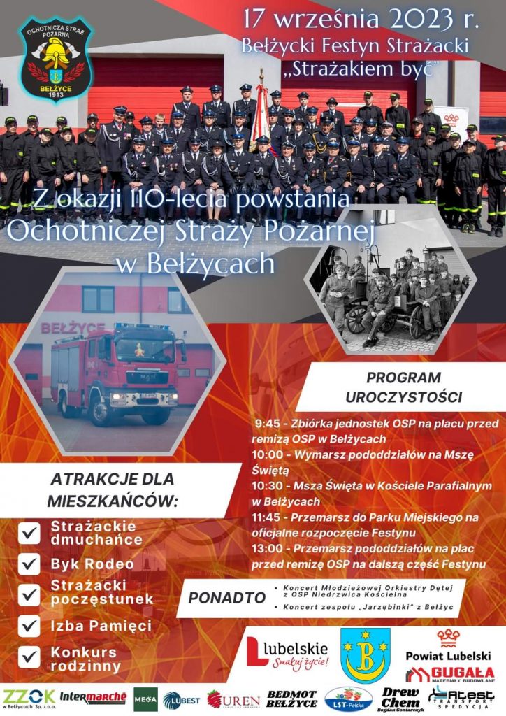 17 września „Bełżycki Festyn Strażacki – Strażakiem Być” z okazji 110-lecia OSP w Bełżycach